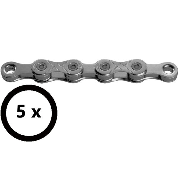 CHAINE VELO  1V. KMC E1 EPT ARGENT 130M ATTACHE RAPIDE ANTI ROUILLE (X5)