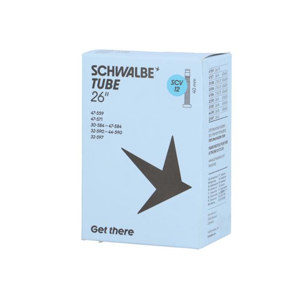CHAMBRE A AIR VELO 26" X 1.25-1.90 (32 / 47-559 / 597) 650A / B / C 40 MM SCHWALBE SCV12