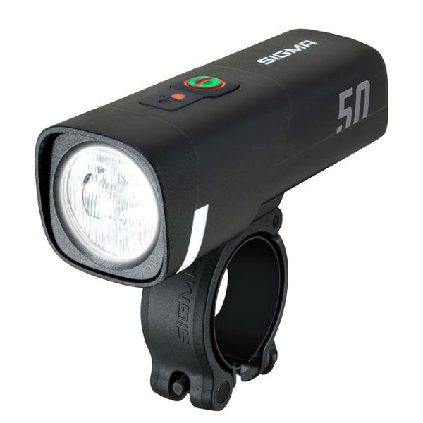 BICYCLE LIGHT FRONT RECHARGABLE USB-C SIGMA AURA 50 HANDLEBAR MOUNT