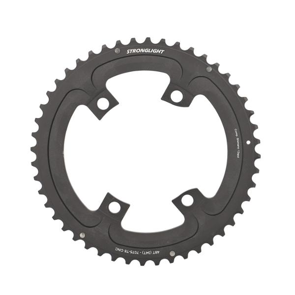 CHAINRING -ROAD- Ø110 EXTER 48 TEETH BLACK STRONG (COMPAT SHIM. ULTEGRA R8100) 12 SPEED 4 SPOKES