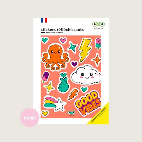 AUTOCOLLANT / STICKER REFLECHISSANT RAINETTE GOOD VIBES (PLANCHE 137X172MM)