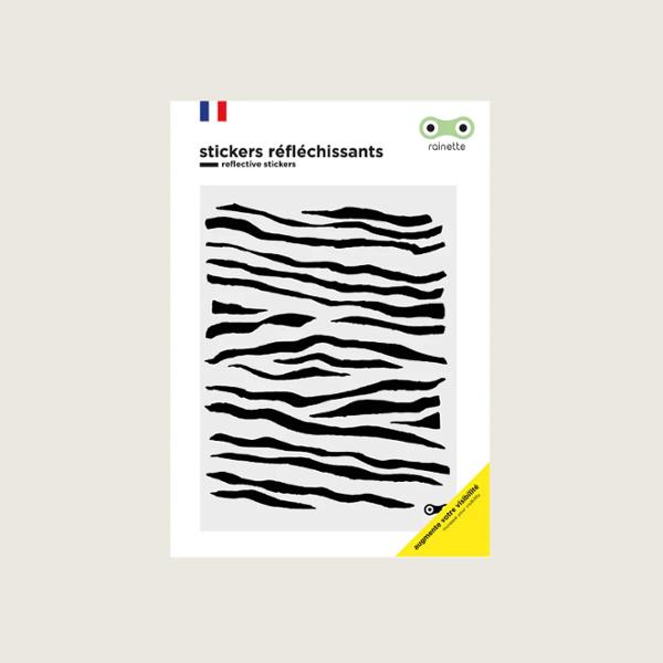 AUTOCOLLANT / STICKER REFLECHISSANT RAINETTE ZEBRE ARGENT (PLANCHE 137X172MM)