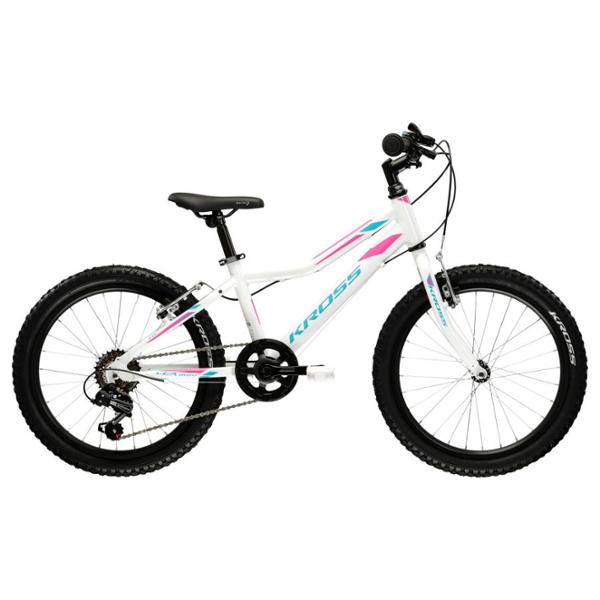 VELO VTT ENFANT 20" KROSS LEA MINI 1.0 ALUMINIUM BLANC / BLEU / ROSE