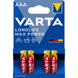 BATTERY LR03 1.5V AAA VARTA LONGLIFE MAX POWER ALCALINE    (X4)