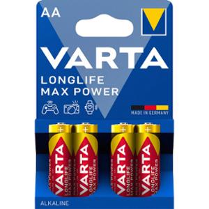 BATTERY LR06 1.5V AA VARTA LONGLIFE MAX POWER ALCALINE   (X4)