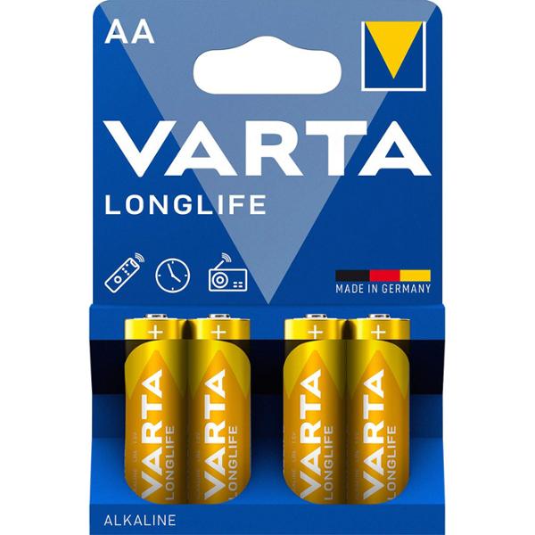 BATTERY LR06 1.5V AA VARTA LONGLIFE ALCALINE   (X4)