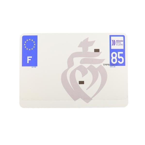 BANDE PLAQUE IMMAT. NR FILIGRANE DOUBLE COEUR SPM 210X145 MOTO-DEPT 85- VENDEE (X1)