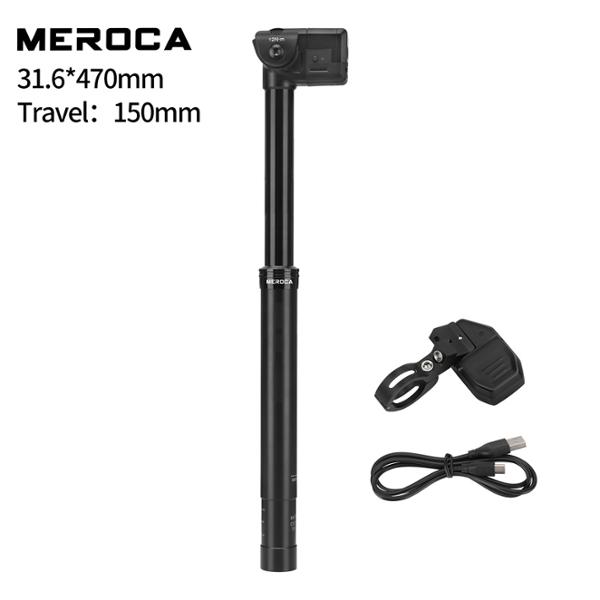 TIGE DE SELLE D31.6 TELESCOPIQUE BLUETOOTH REGL. ALU L470 MEROCA ELEVO DEBATTEMENT 150MM
