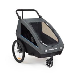 REMORQUE / POUSSETTE ENFANT POLISPORT KIDS TRAILER NOIR / GRIS CHARGE MAXI 40KG