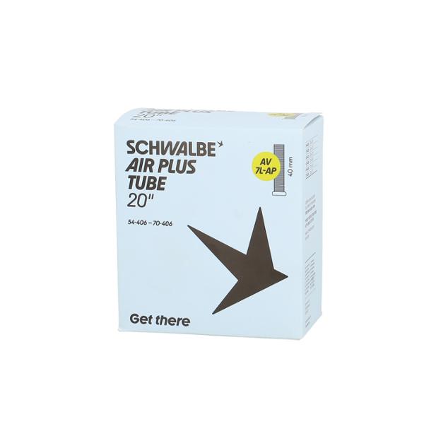 CHAMBRE A AIR VELO 20" X 2.10-2.80 (54 / 70-406) VS SCHWALBE AIR PLUS AV7L+AP