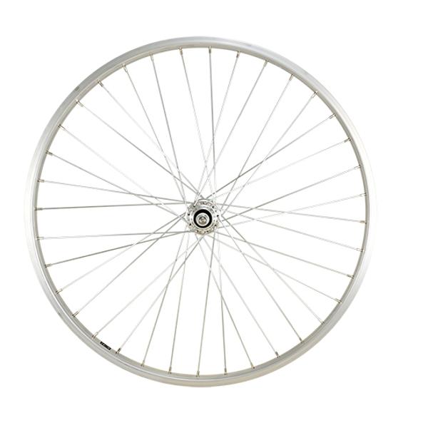 ROUE VTT 26" AR ECROU. AXE PLEIN JANTE ARGENT MACH1.MOY.MICHE V-BRAKE A VISSER 5 / 6 / 7V 36T