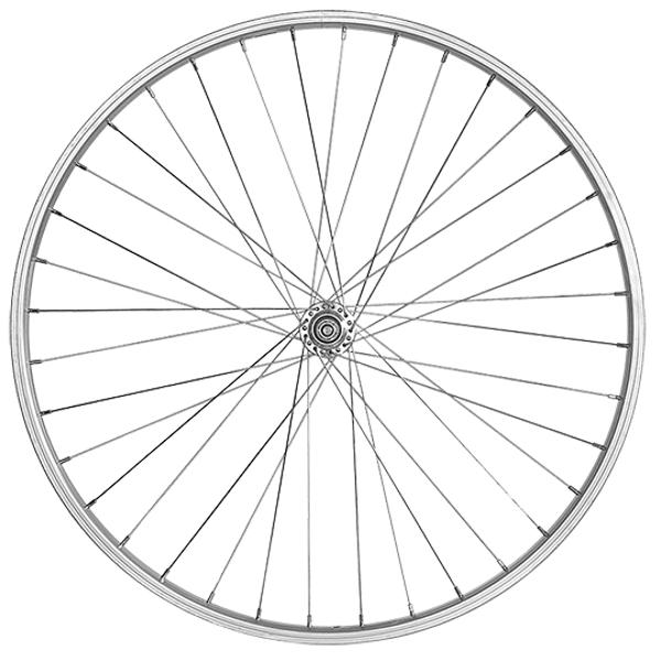 "RUEDA BICI TREKKING 28"" DELAN CIERRE LLANTA PLATA MACH1 M110 BUJE MICH MAGNUM V-BRAKE 36T"