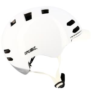 CASQUE URBAIN OPTIMIZ O370 BLANC BRILLANT IN MOLD T.S (53 / 55) LED ET CLIGNO - PRIX NET -