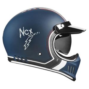 CASQUE INTEGRAL VINTAGE ECRAN SOLAIRE NOX PREMIUM SEVENTY NINE BLEU MAT T63-64 XXL